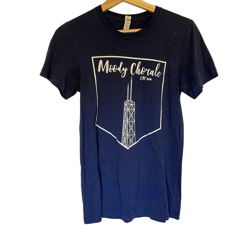 Moody Chorale Psalm 40:3 blue short sleeved summer t-shirt casual women's small